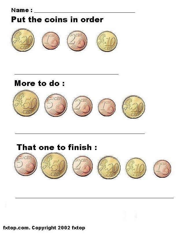 European money worksheets